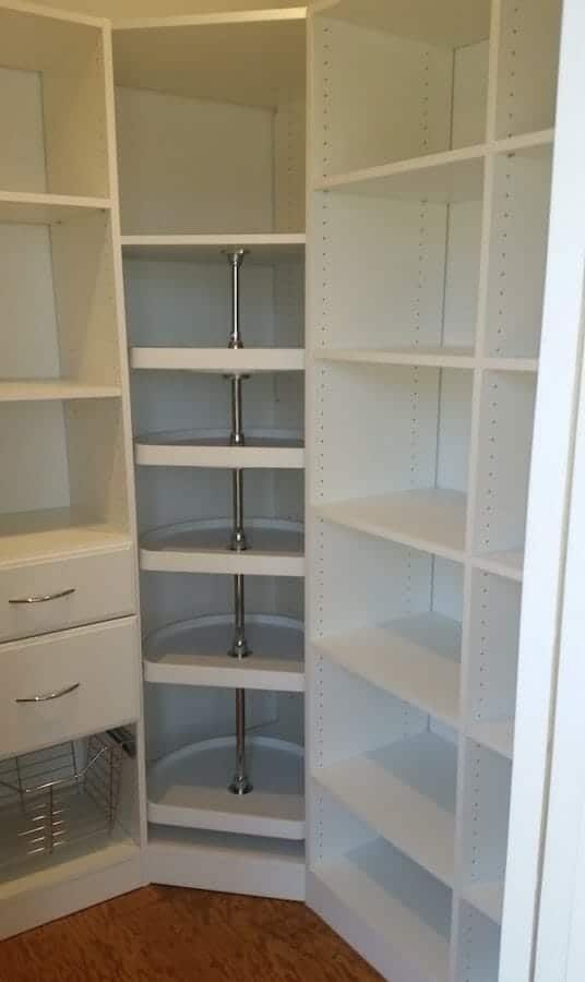 Corner pantry shelving with drawers in Montgomery County