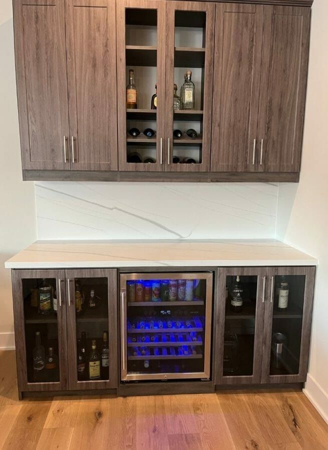 Home bar with a wine fridge